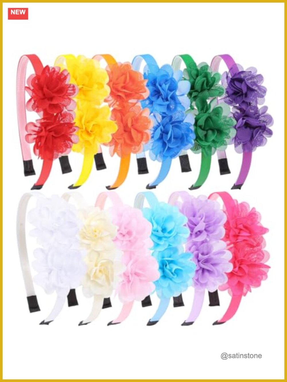 12pc Floral Chiffon Flower Headbands Mesh Hair Accessories Set